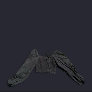 Bog Collective Black Women's Puff Sleeve Crop Top